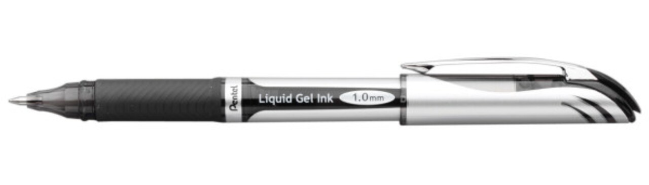 EnerGel Deluxe Liquid Gel Pen, (1.0mm) Metal Tip, Bold Line, Black Ink